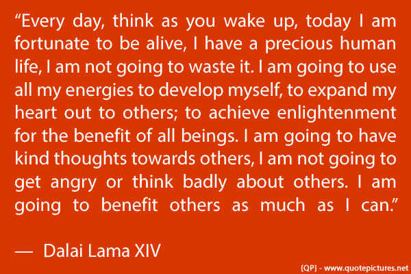 Dalai Lama Every day think as you wake up